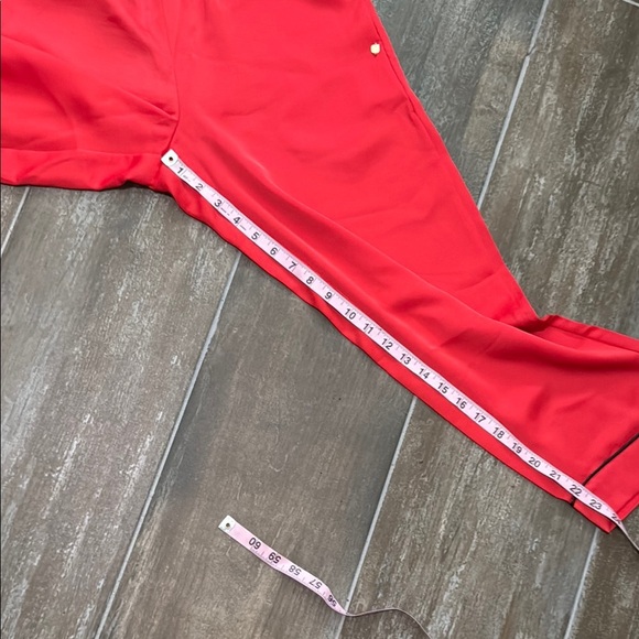 Fabletics Vibrant Red Eco Satin Cropped Pants with Black Accents - Picture 12 of 12